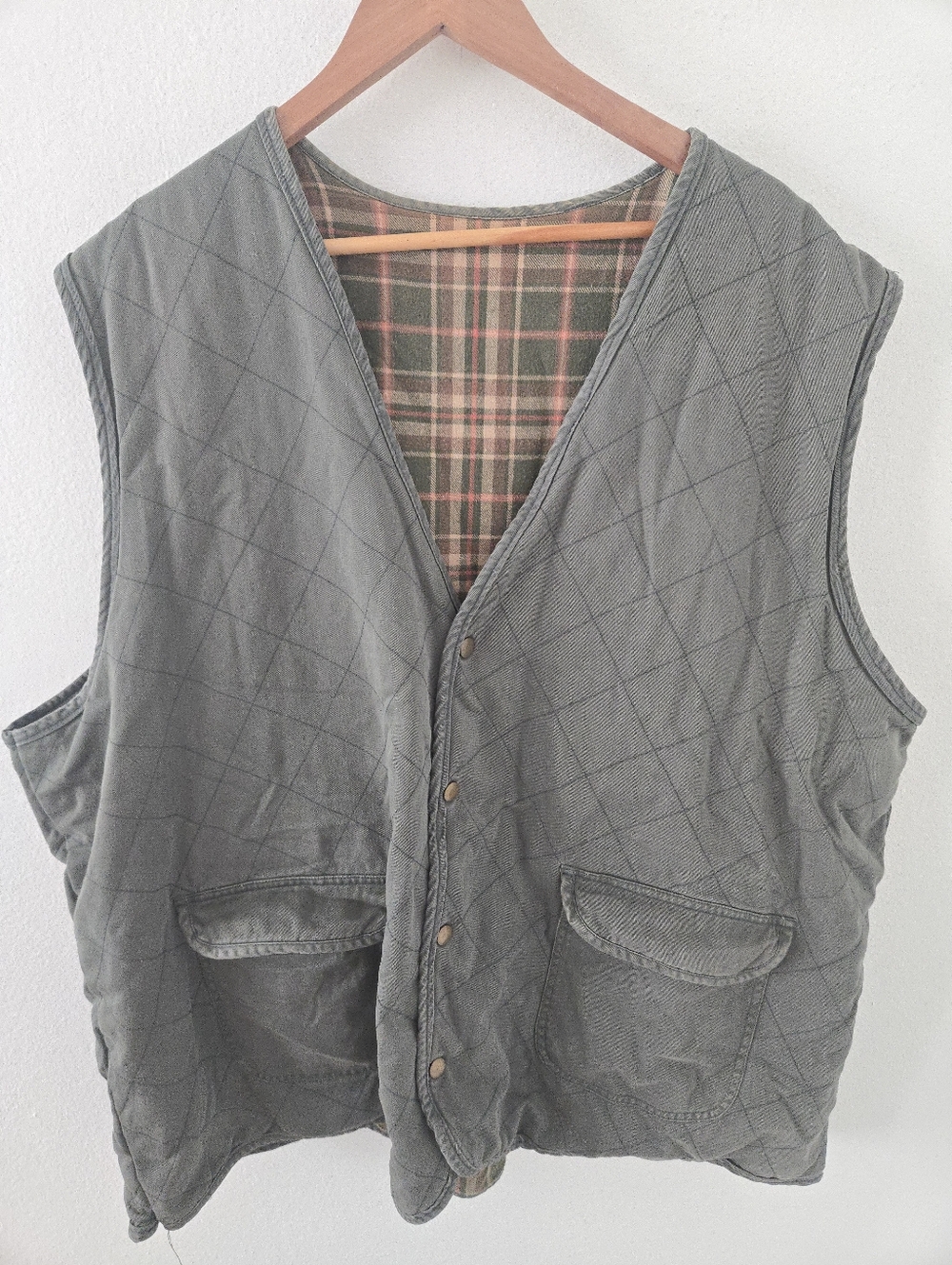 Vintage Color Works Farmer Workwear Quilted Button Vest Mens 4X Fits XL Plaid